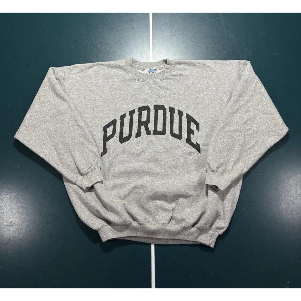 Vintage Purdue Boilermakers Crewneck Sweatshirt Heather Gray Black Men's XL 90s